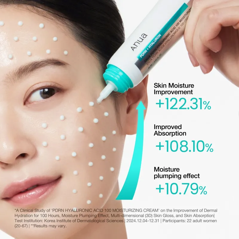 Зволожуючий крем з гіалуроновою кислотою та PDRN ANUA PDRN Hyaluronic Acid 100 Moisture Cream 60 ml
