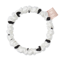 Тонкая шелковая резинка белая в черный горох Mon Mou SILK SLIM SCRUNCHIE BLACK POINT