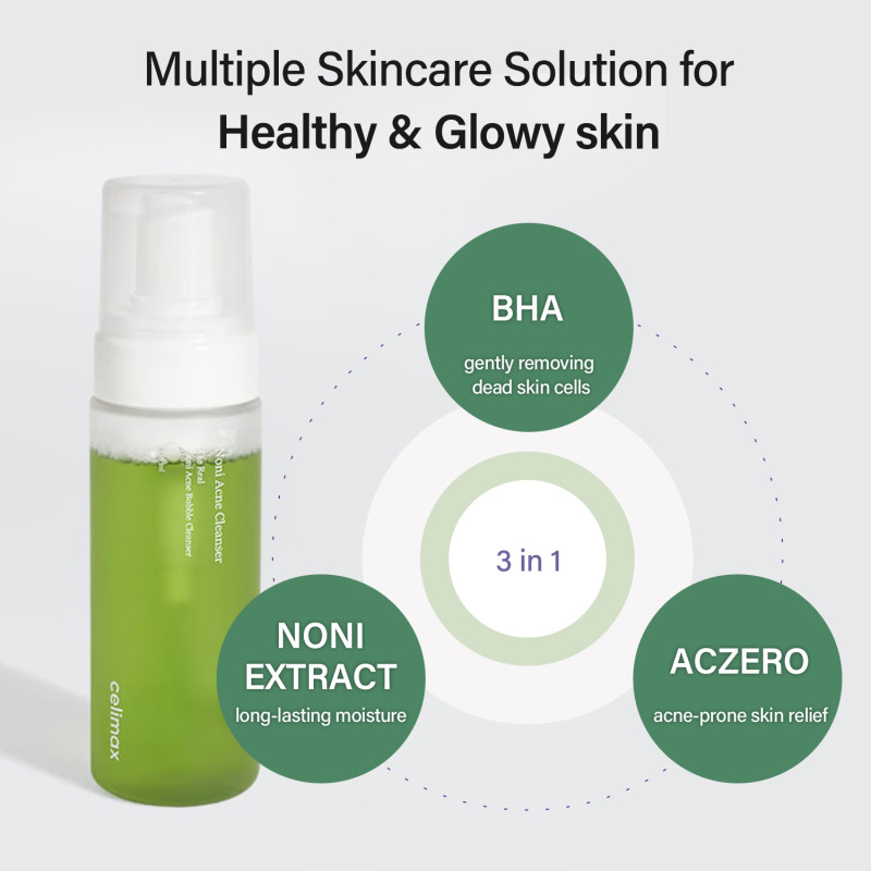 М'яка очищувальна пінка з екстрактом ноні Celimax The Real Noni Acne Bubble Cleanser 155 ml