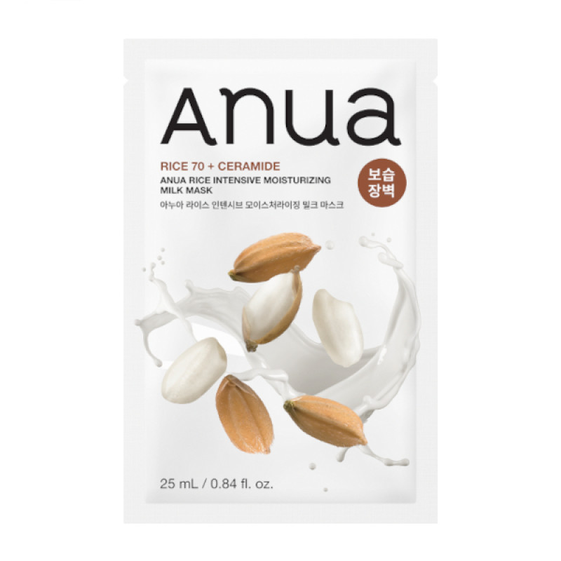 Тканинна маска для інтенсивного живлення та відновлення шкіри ANUA Rice 70 Intensive Moisturizing Milk Mask 25 ml