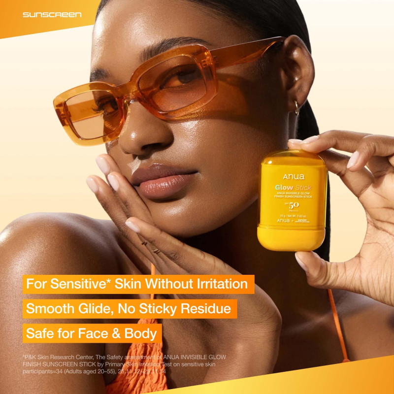 Солнцезащитный сток с невидимым сияющим финишем SPF50 ANUA Invisible Glow Finish Sunscreen Stick 18 g