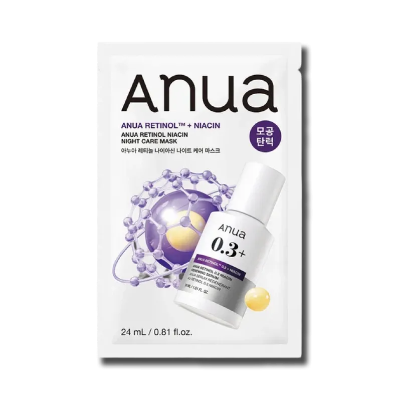 Нічна тканинна маска з ретинолом і ніацинамідом Anua Retinol Niacin Night Care Mask 24 ml