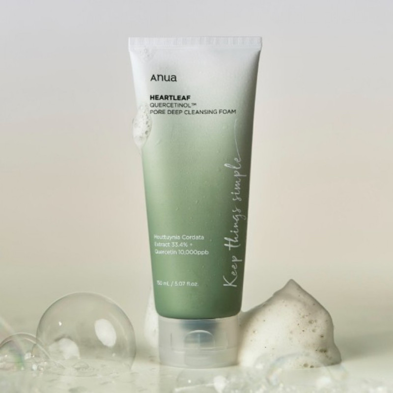 Глибоко очищаюча пінка для вмивання обличчя Anua Heartleaf Quercetinol Pore Deep Cleansing Foam 150 ml