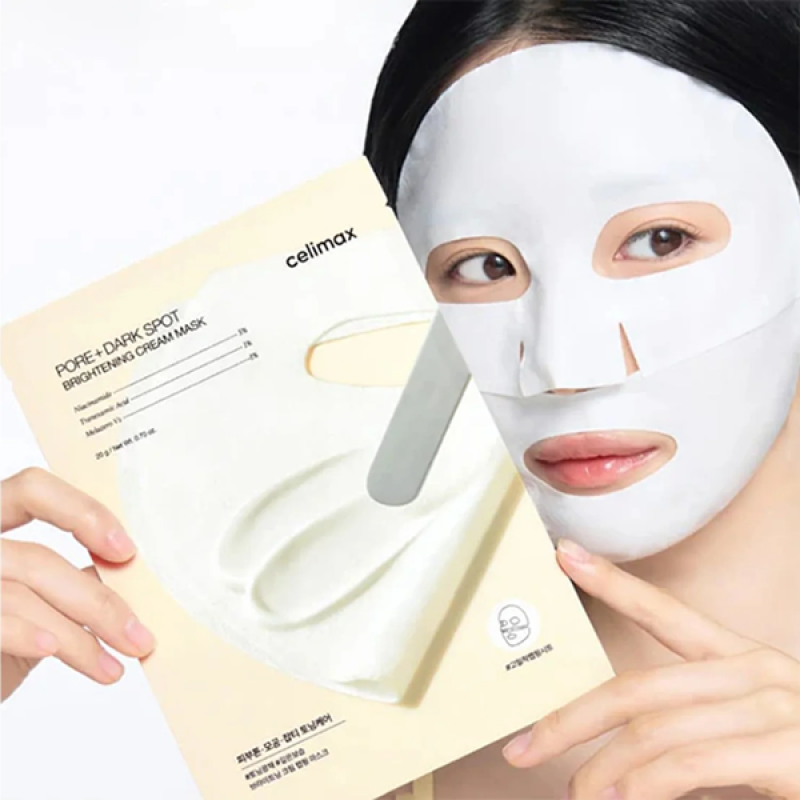 Тканевая кремовая маска для осветления тона кожи CELIMAX Pore + Dark Spot Brightening Cream Mask 20 g