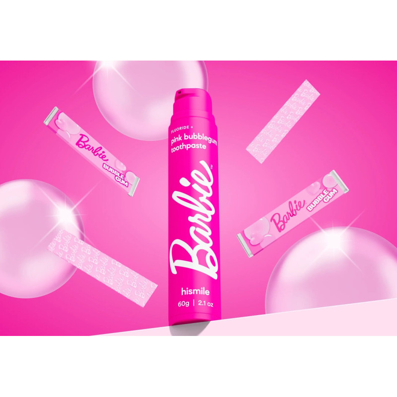 Зубна паста зі смаком жуйки Hismile Barbie Pink Bubblegum Toothpaste 60g