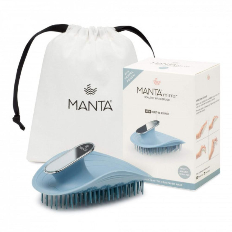 Щетка для волос с зеркалом голубая Manta Hair Brush
