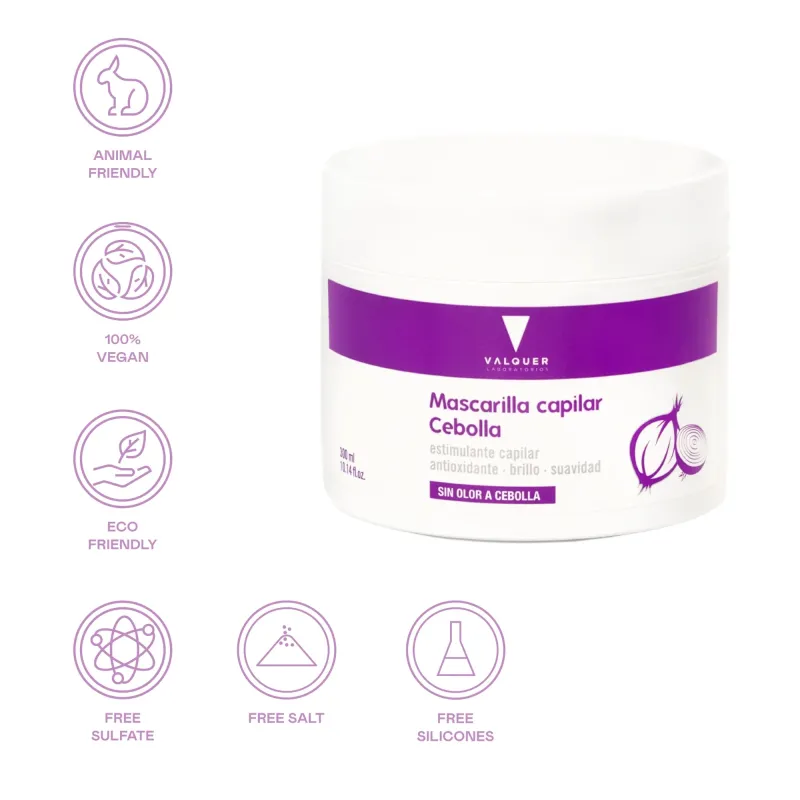 Маска для всіх типів волосся з екстрактом цибулі та макадамії Valquer Onion Hair Mask 300 ml.